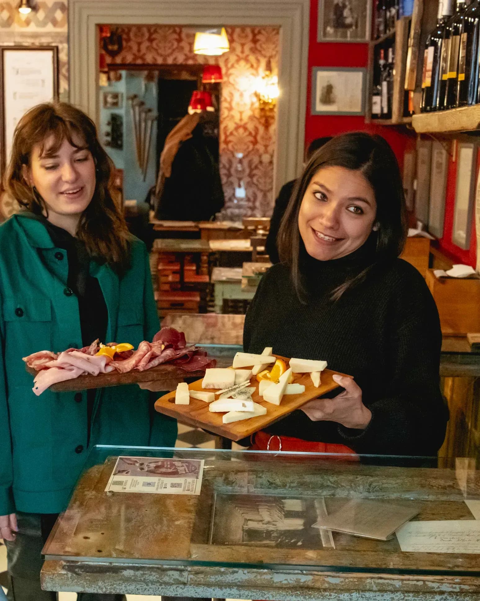 Happy female tourist enjoying authentic local food at traditional market during Carpe Diem Tours food tour culinary adventure exploring regional specialties and street food culture