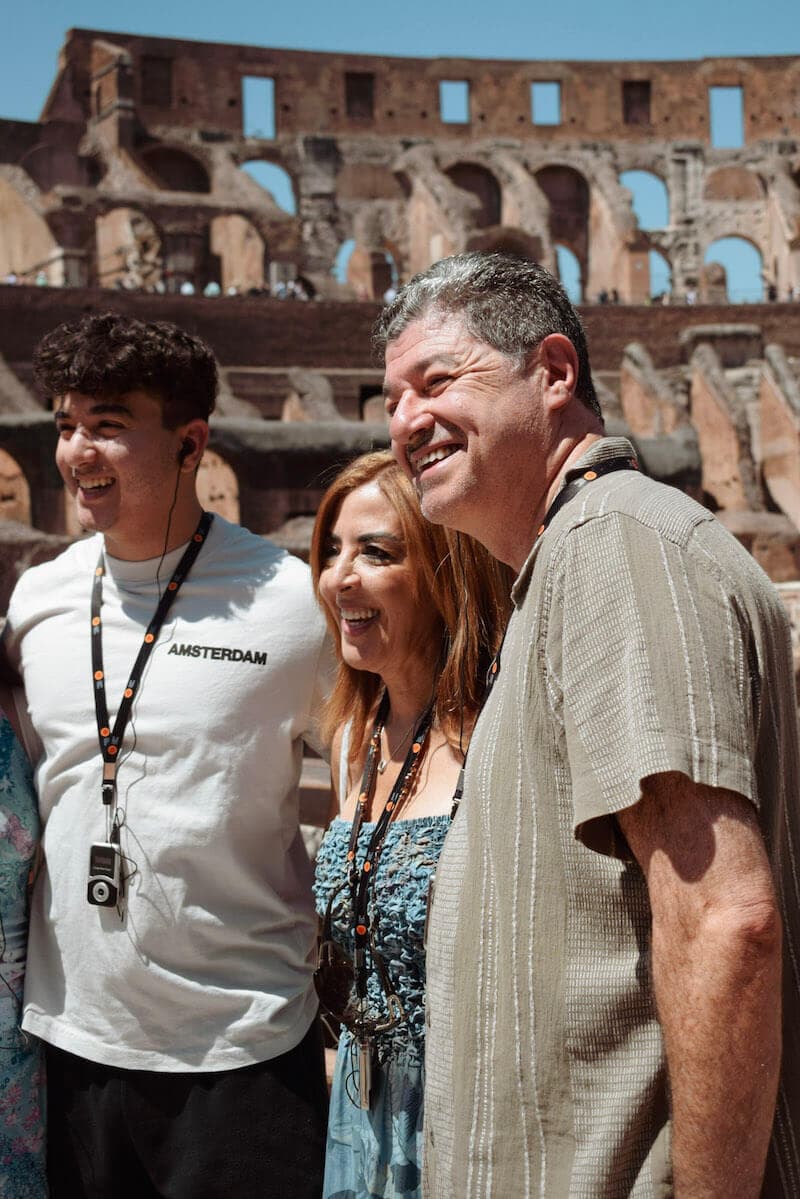 Family taking a picture on a private Colosseum tour