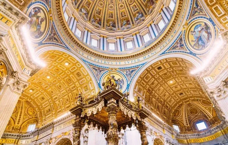 Bernini's Baldachin bronze canopy masterpiece inside St Peters Basilica Vatican Rome