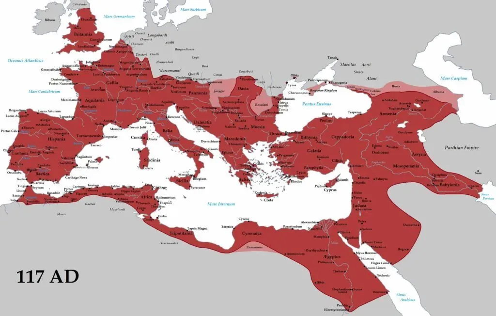 The-Roman-Empire-at-its-height-under-Trajan