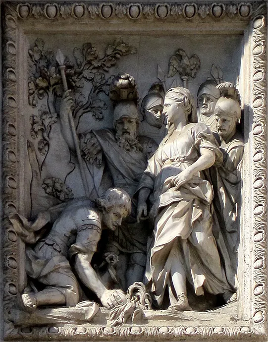 Andrea_Bergondi_-_La_vierge_et_les_soldats_-_Fontaine_de_Trevi_a_Rome