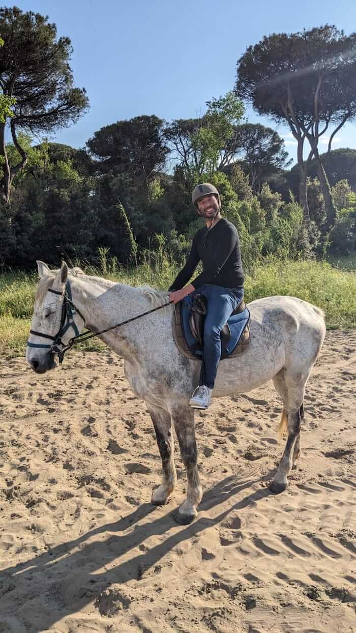 Alex on horseback at the Cavalieri di Gaia.