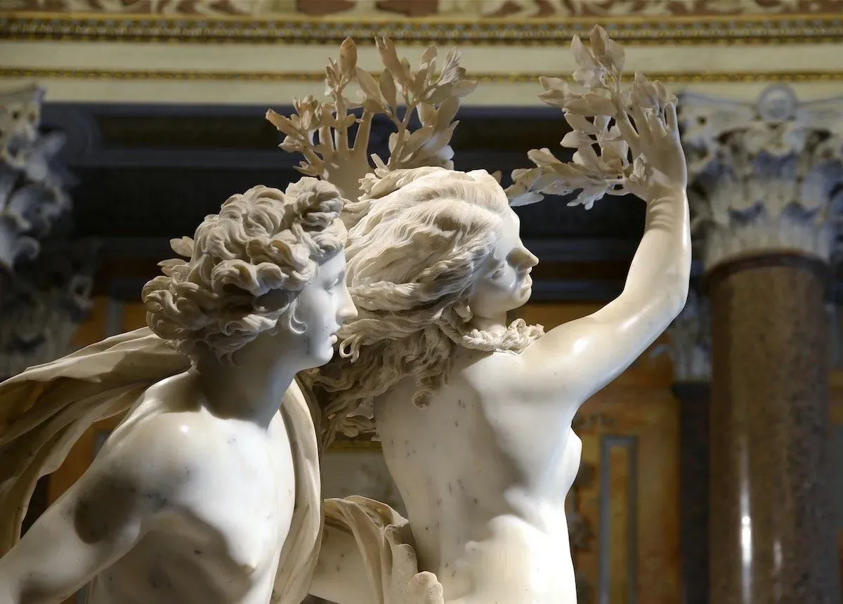Bernini Apollo and Daphne sculpture masterpiece marble statue in Borghese Gallery Rome