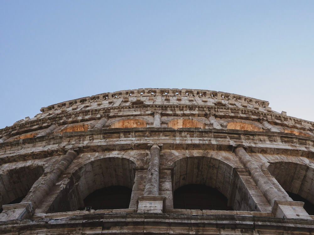 Exterior shot of the Colosseum in Rome