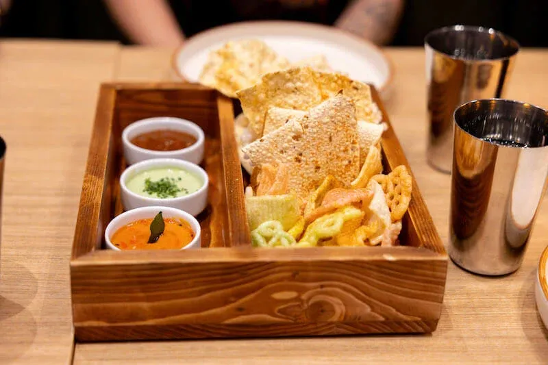 Assorted starters at Oorja, London