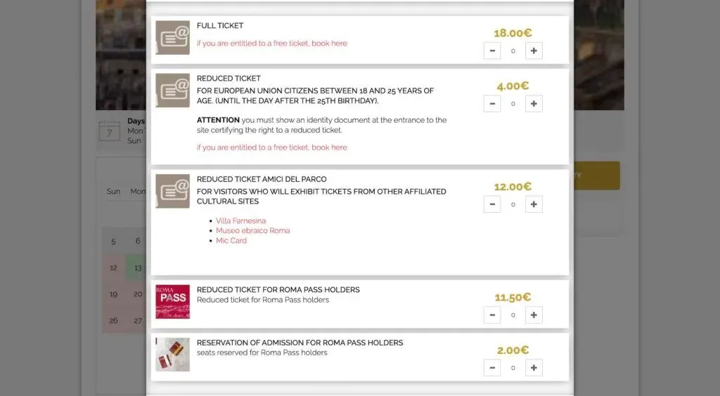 Guide showing how to reserve Colosseum tickets online using the Roma Pass