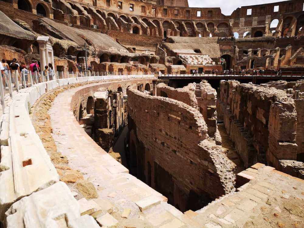 Looking down into the Colosseum Underground from the arena level