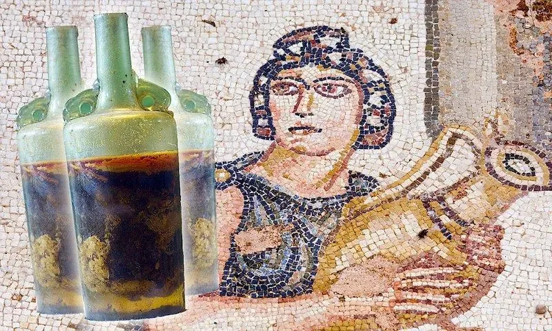 Mosaic-of-wine-with-the-oldest-known-bottle-in-the-world.-Photo-credit-Daily-Mail