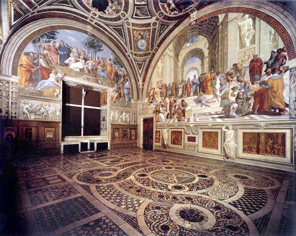 Frescoes in the Room of the Segnatura in the Vatican Museums' Raphael Rooms