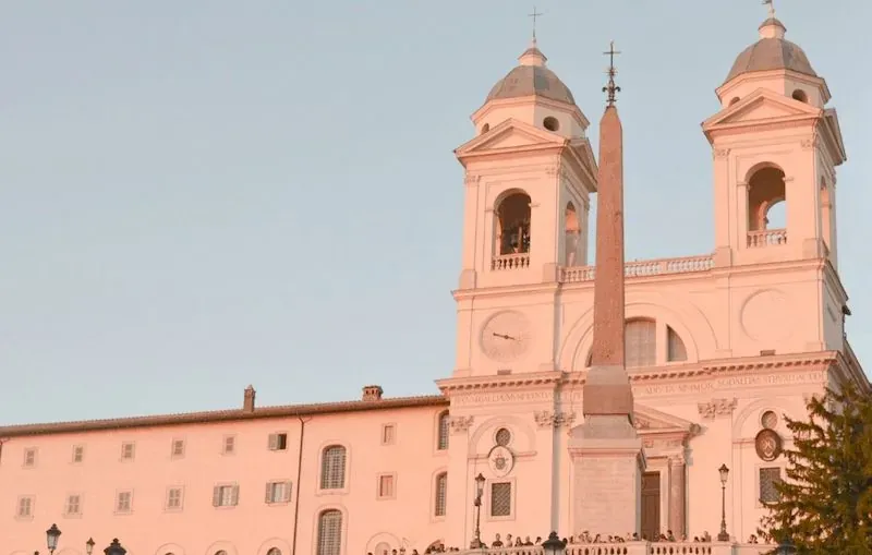 Trinità dei Monti church overlooking the Spanish Steps in Rome, Italy