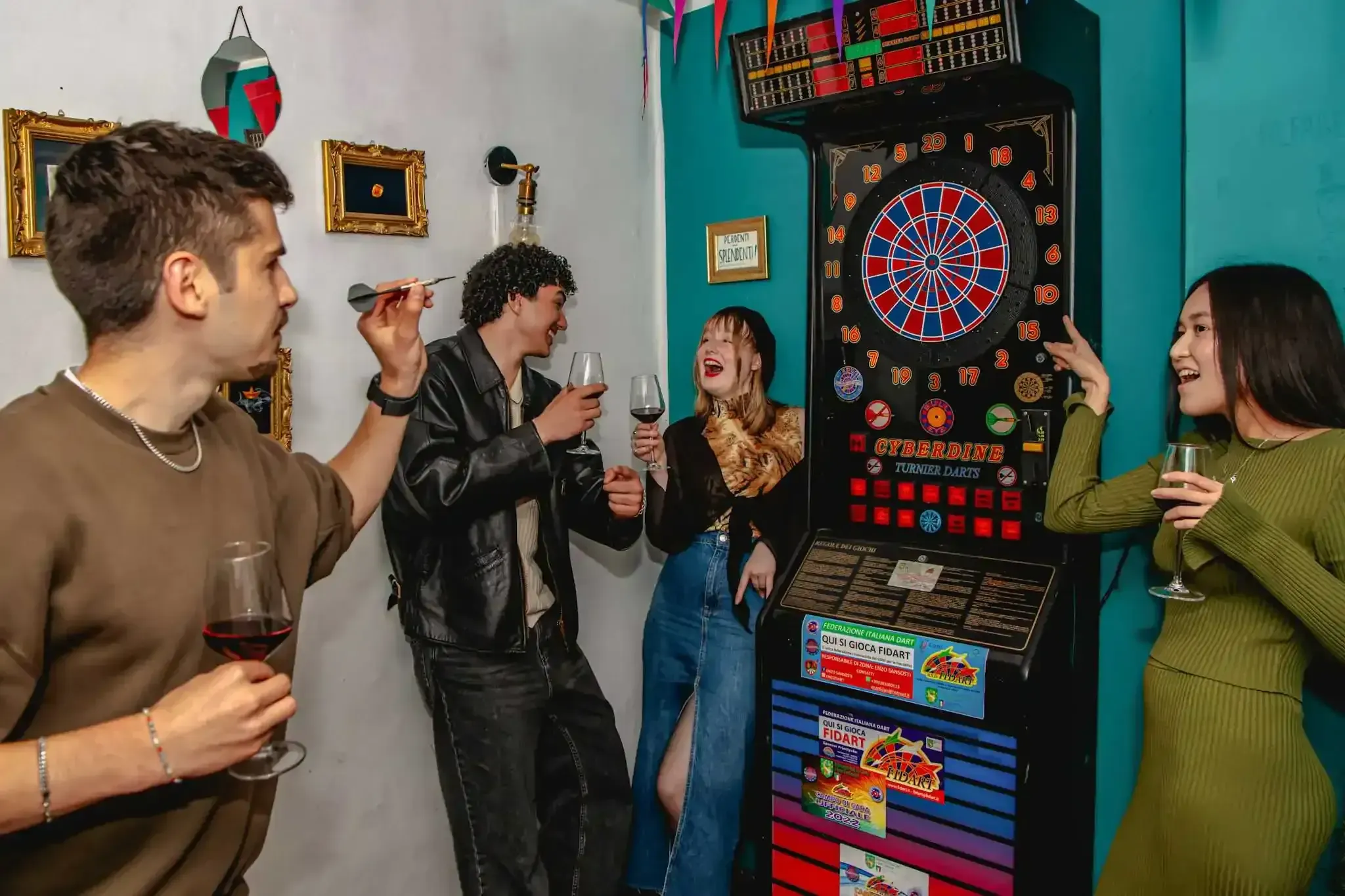 Fun drinks and games during Florence tipsy tour experience