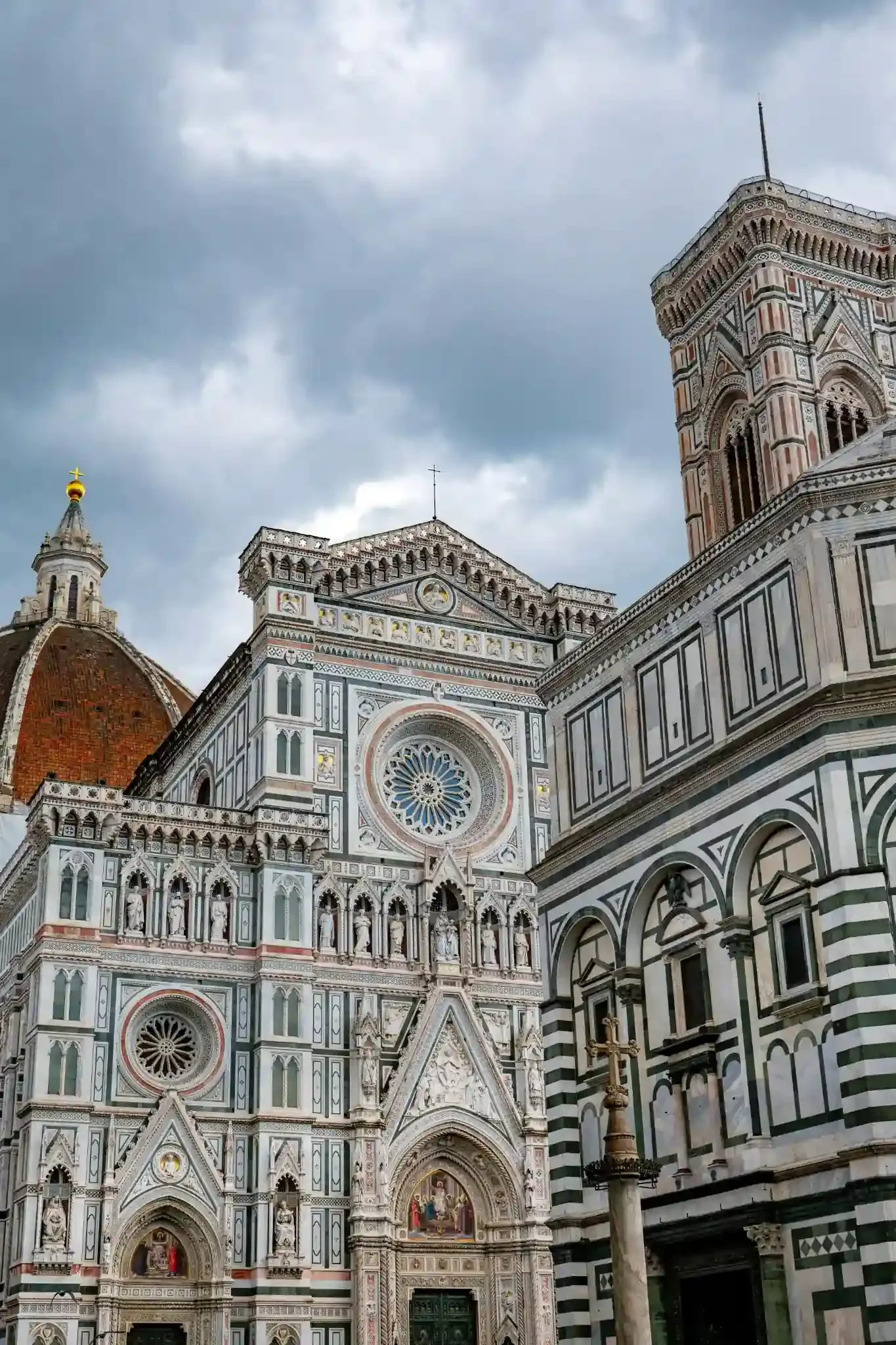 Architectural detail of Florence Cathedral with ornate marble facade