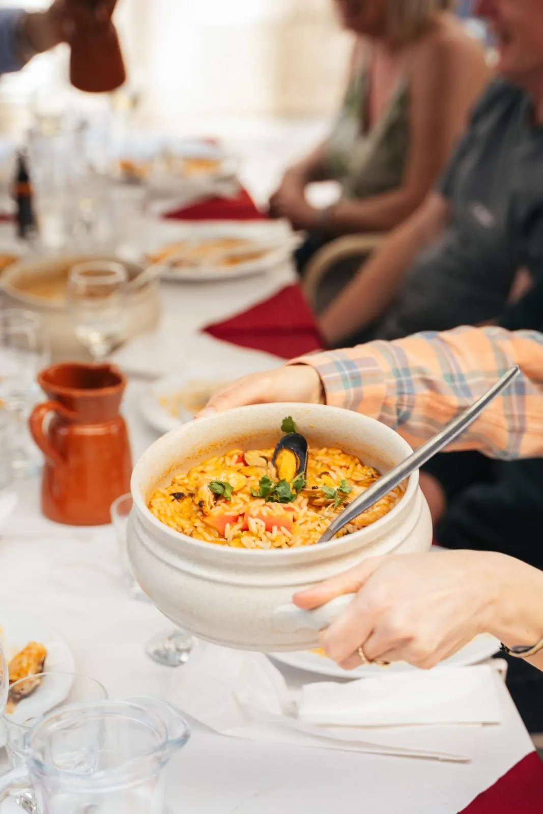 Traditional Portuguese arroz de marisco served family style on the Lisbon Food Tour