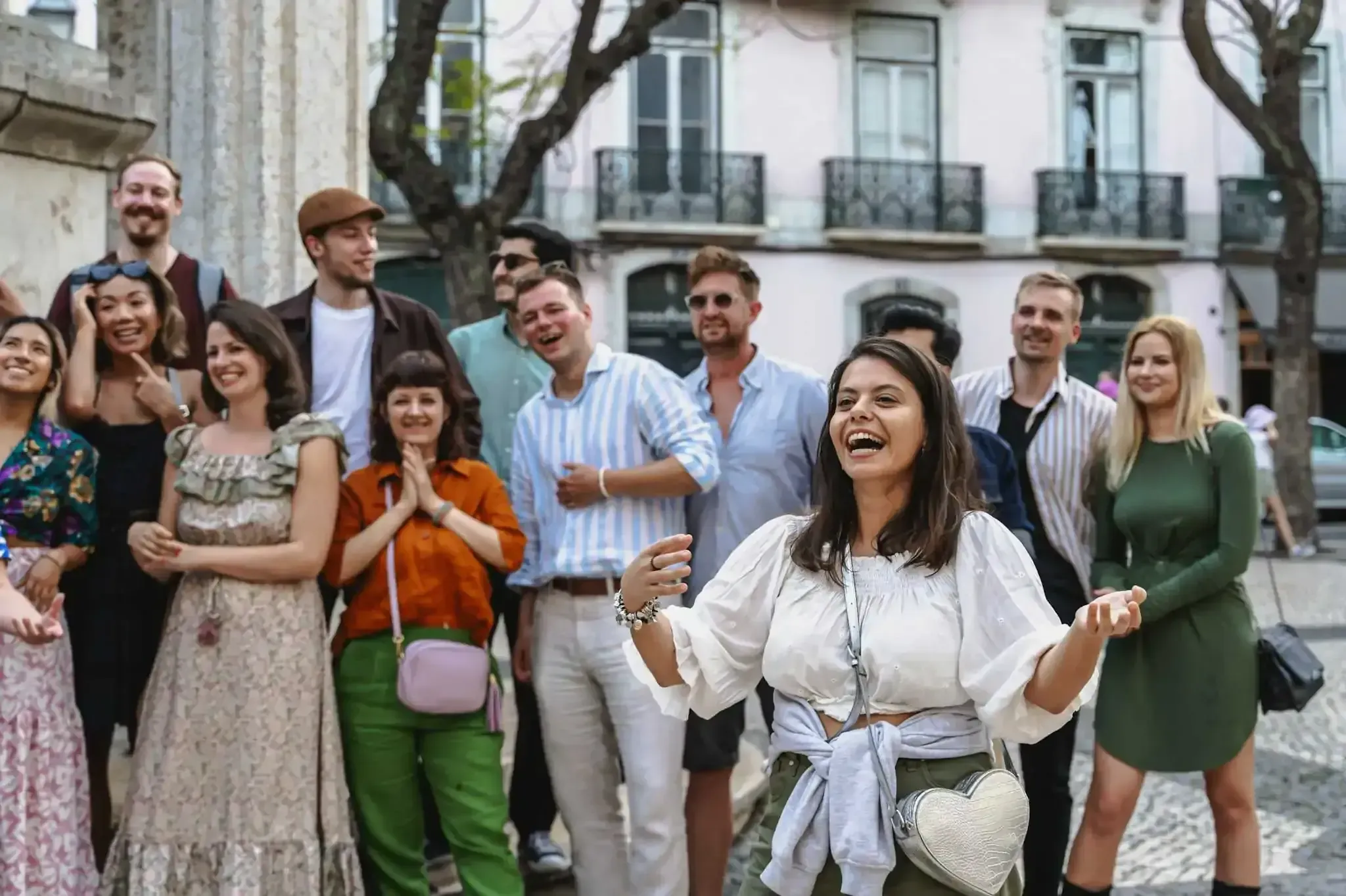 Local guide sharing stories during Lisbon walking tour
