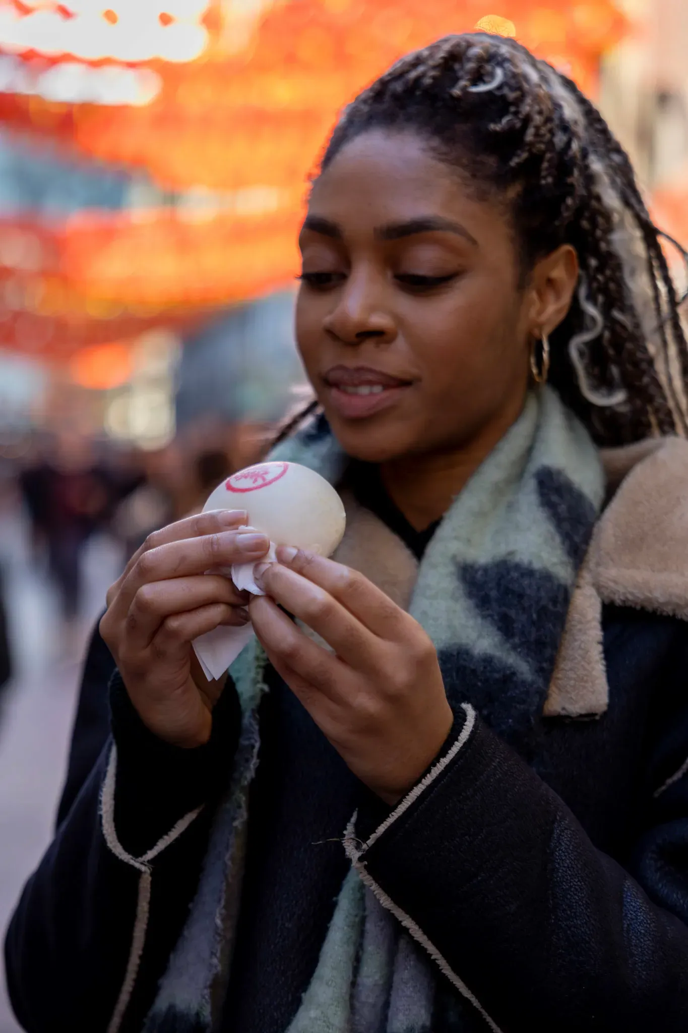 girl is eating japanese food