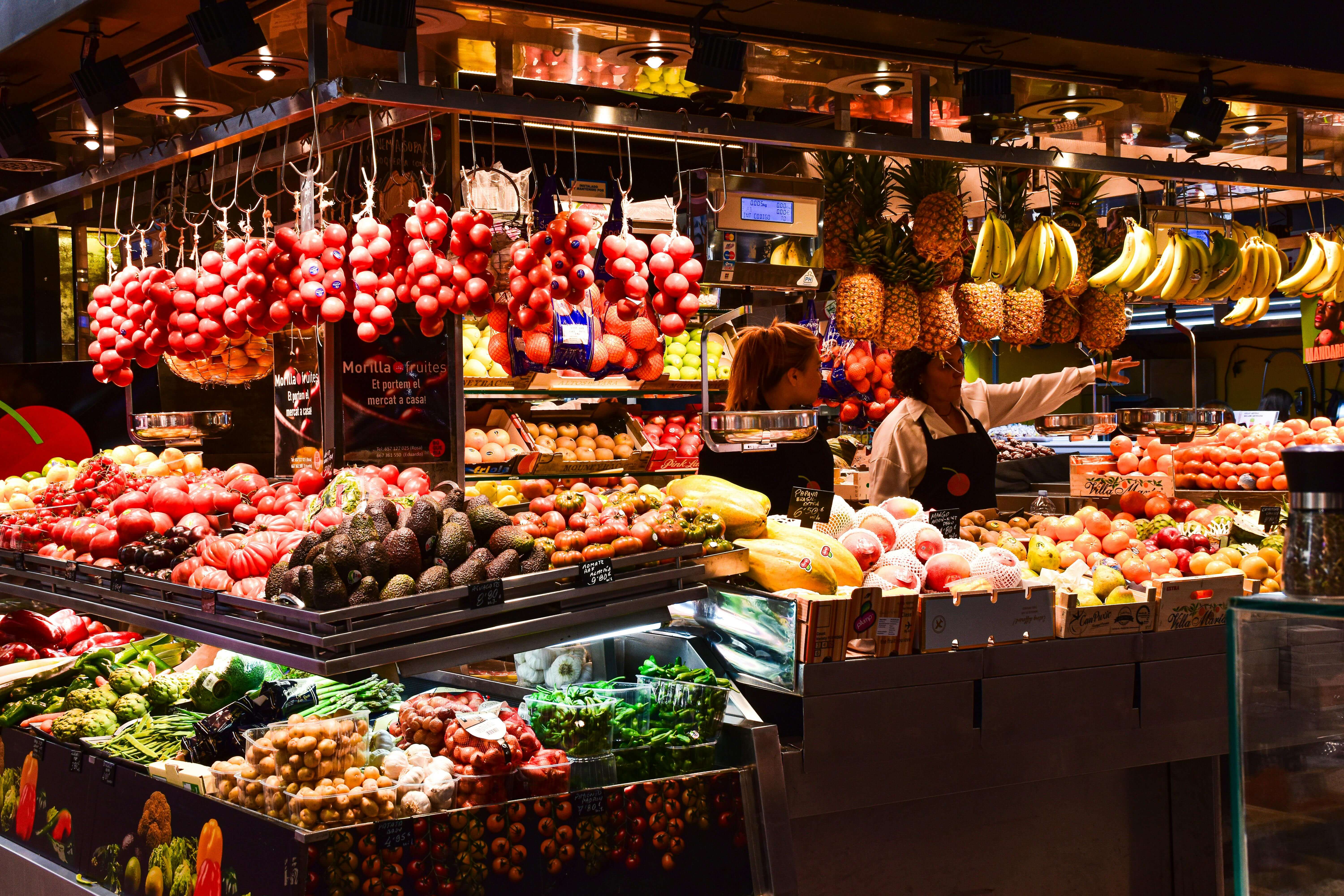 produce at a local food market in barcelona