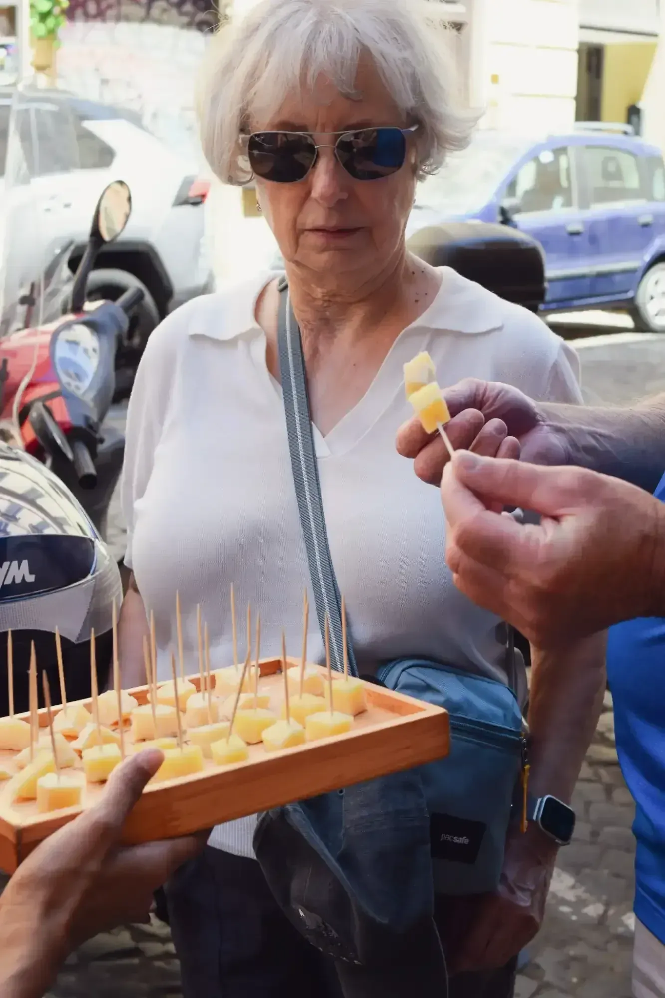 Tourists enjoying authentic local cuisine during Rome Food Tour in Trastevere